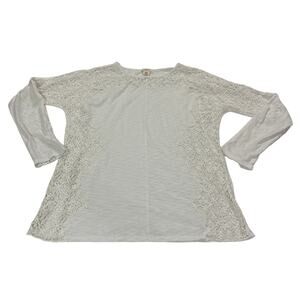 Sundance Womens Medium White Lace Knit Long Sleeve Top Lagenlook Dainty Comfy